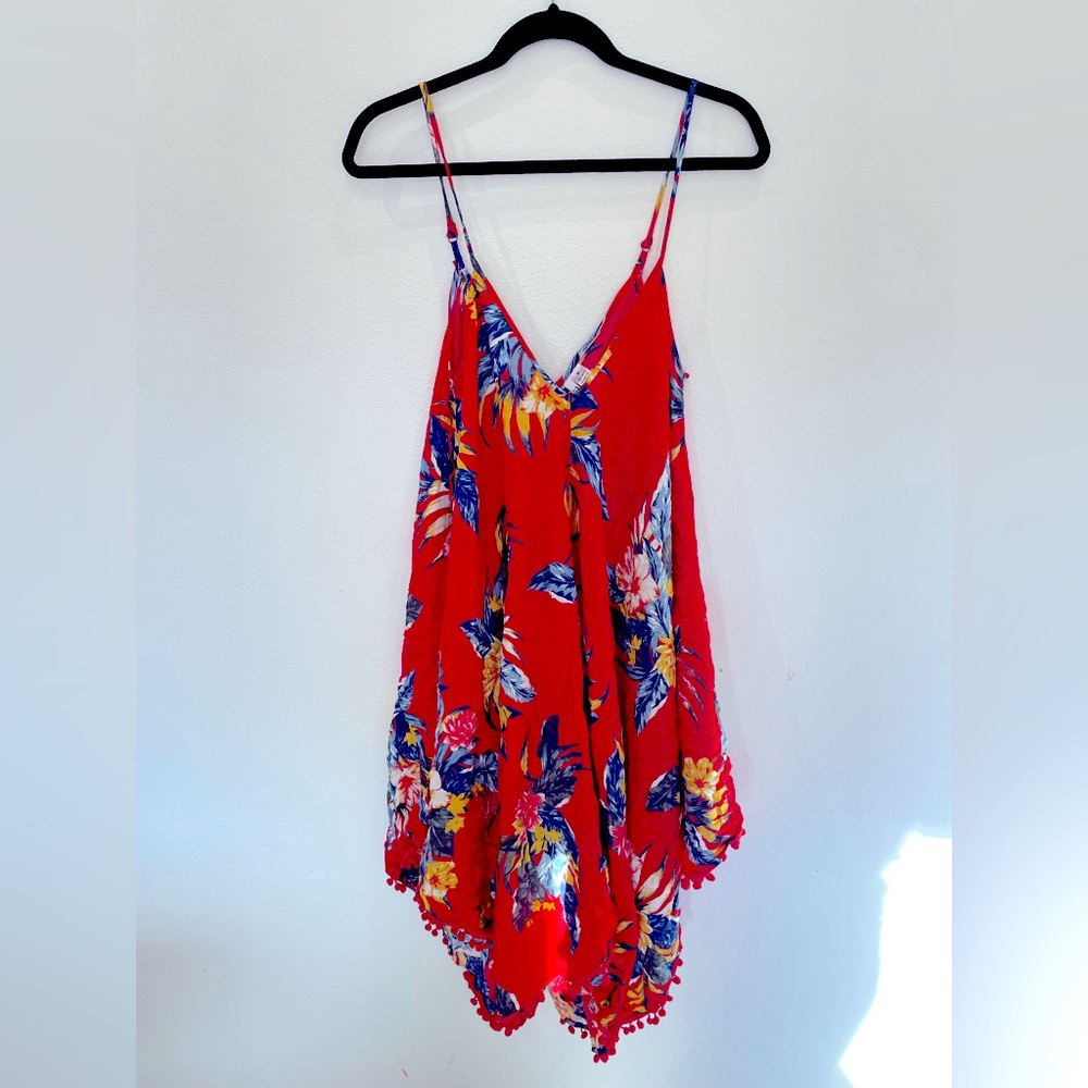 Red floral Beach dress by Goa Beachwear Japna